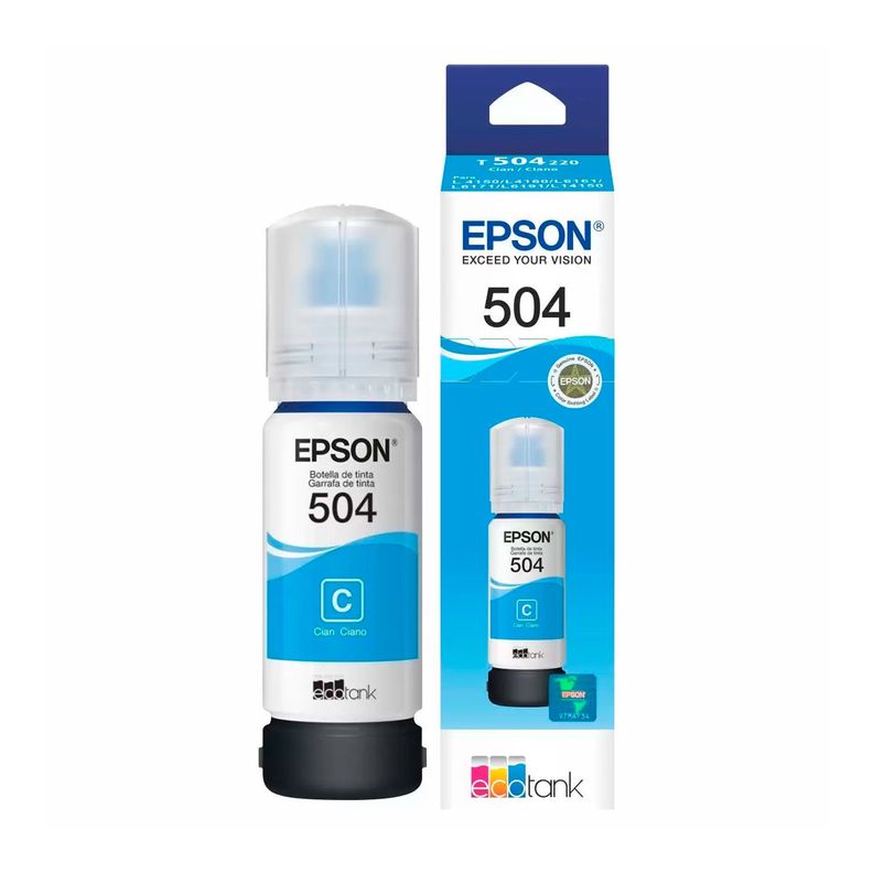 Tinta Botella Epson T504 70ml Ecotank Cyan C13T03N22A-1