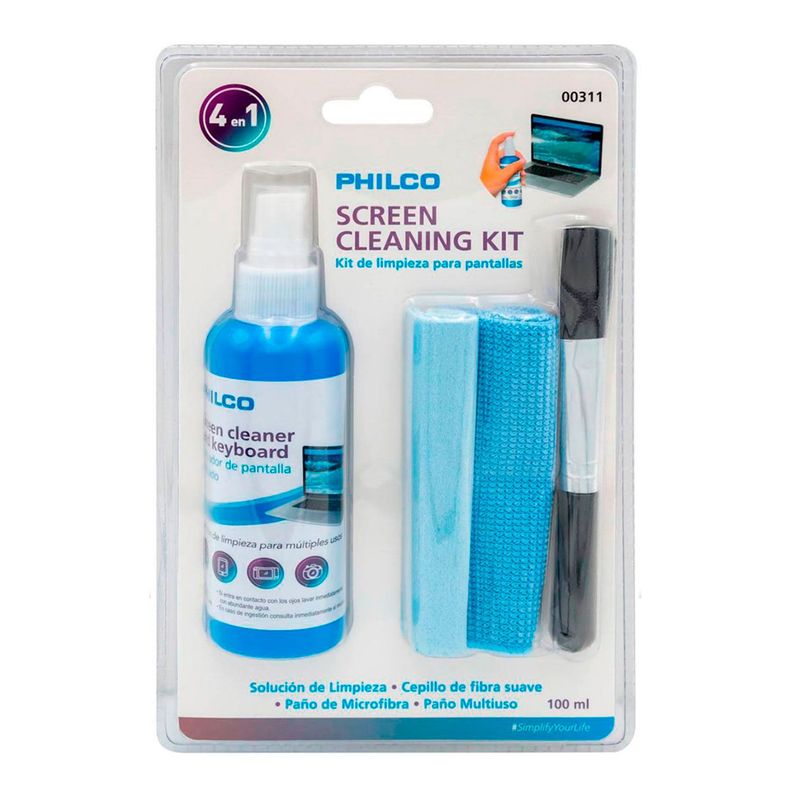Kit de Limpieza 4en1 Philco Pantallas Notebook Tv Ps5 100ml Azul
