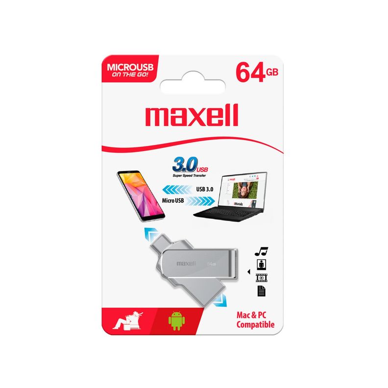 Pendrive MicroUSB OTG 3.0 64GB Maxell Compatible MAC Windows-2