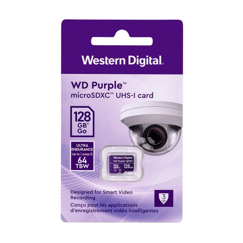 Tarjeta de Memoria MicroSD 128GB WD Purple SDXC Clase 10 4K-3