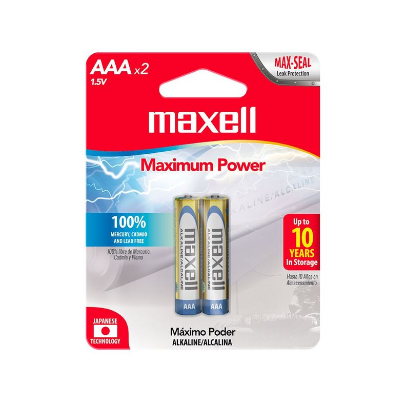 Pilas AAA LR03x2 1.5V Alcalina Maxell Durabilidad y Potencia-2