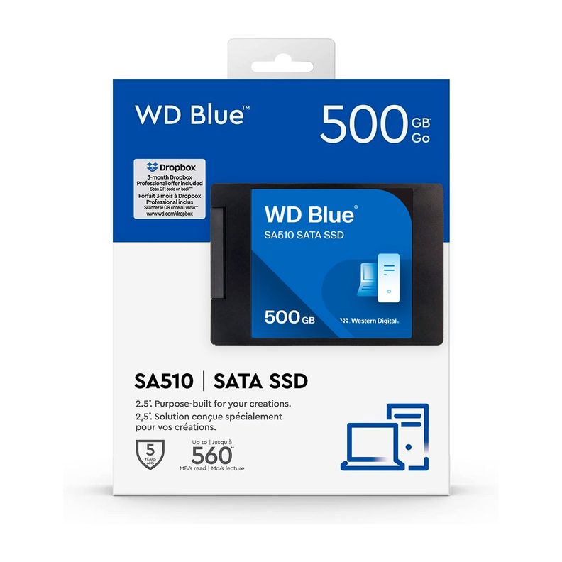 Disco Solido SSD Interno WD SA510 Blue 500GB 6 Gb/s 560MB/S