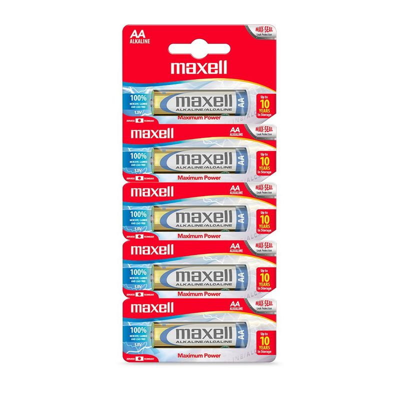 Pilas AA LR6 x5 1.5V Alcalina Maxell Durabilidad y Potencia-2