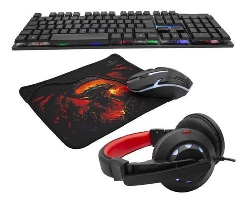 Kit Pro Gamer Mouse Teclado RGB Audifonos y Mouse Pad-2