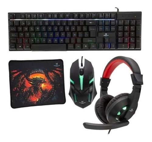 Kit Pro Gamer Mouse Teclado RGB Audifonos y Mouse Pad-3