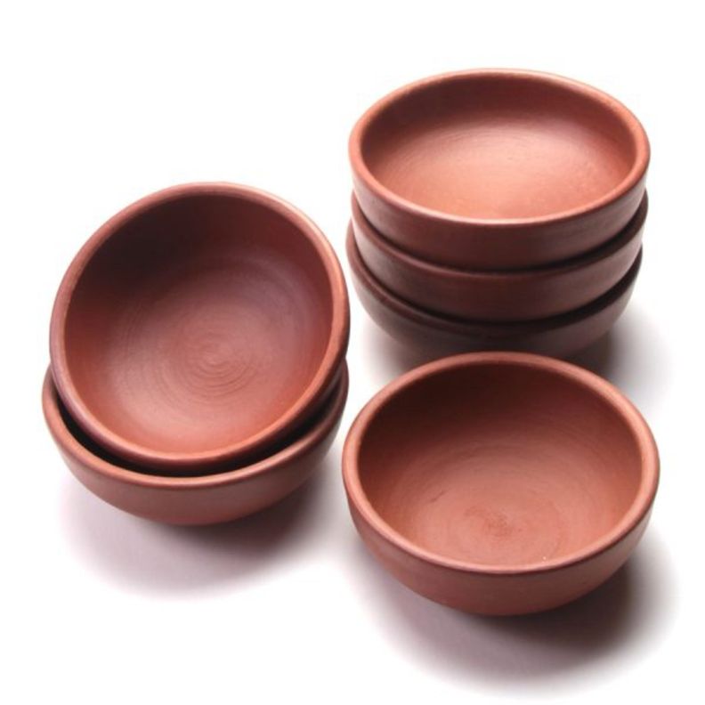 Juego de 6 Platos de greda color natural Pomaire-1