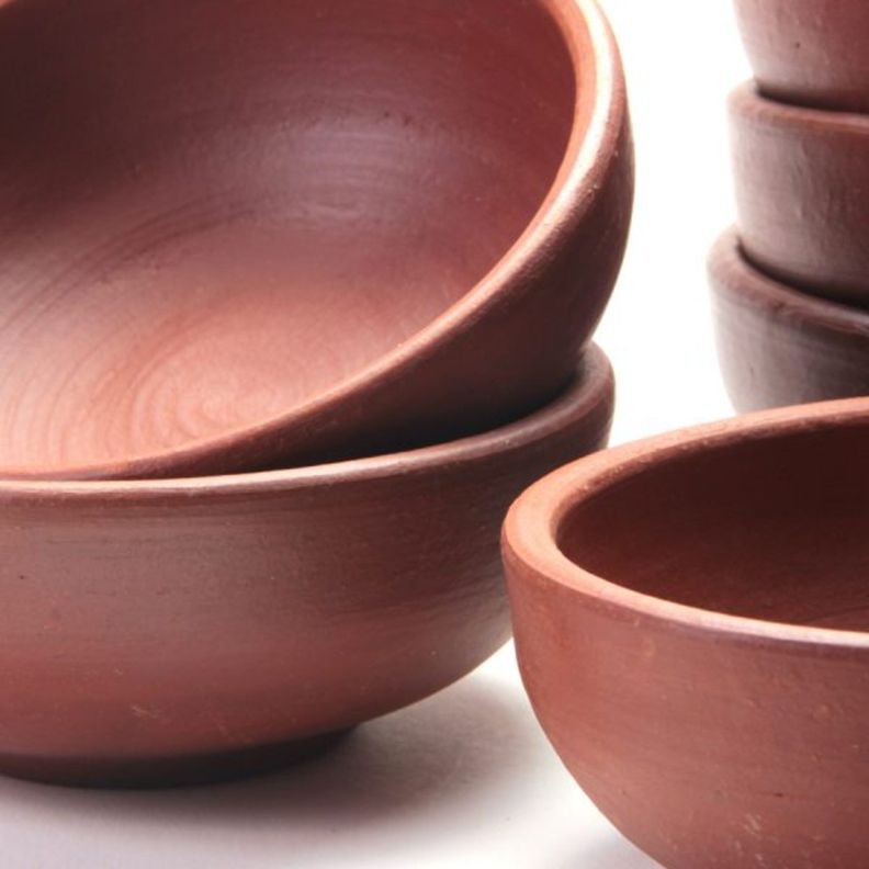 Juego de 6 Platos de greda color natural Pomaire-2