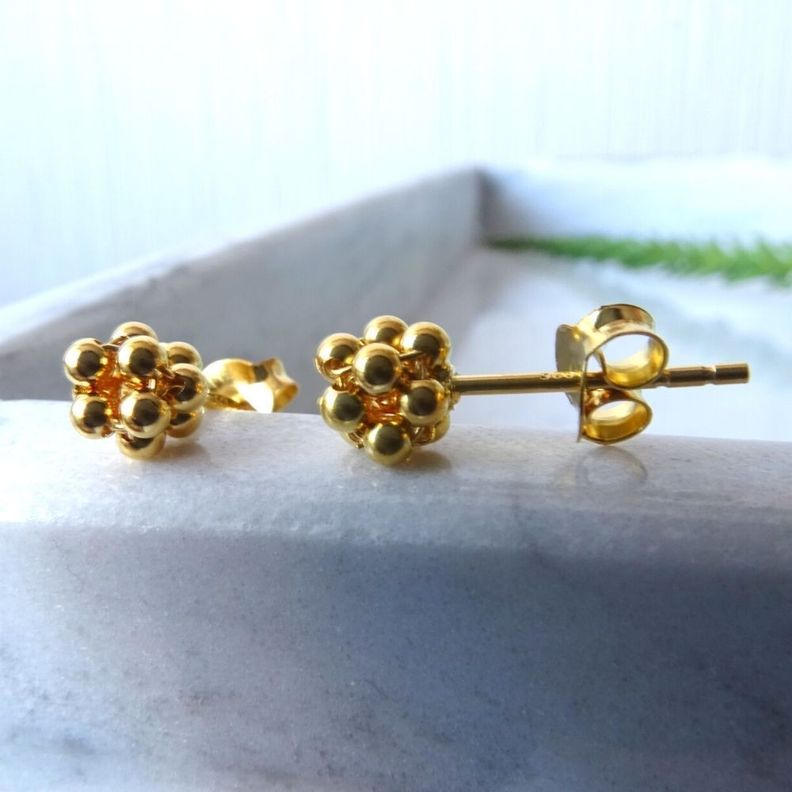 Aros Aritos Minipelotitas 925 Baño De Oro - MABELITA-1