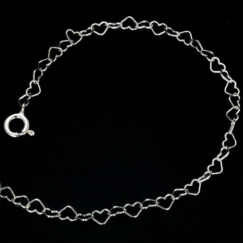 Cadena de Plata Corazones 45 cm - Mabelita-1