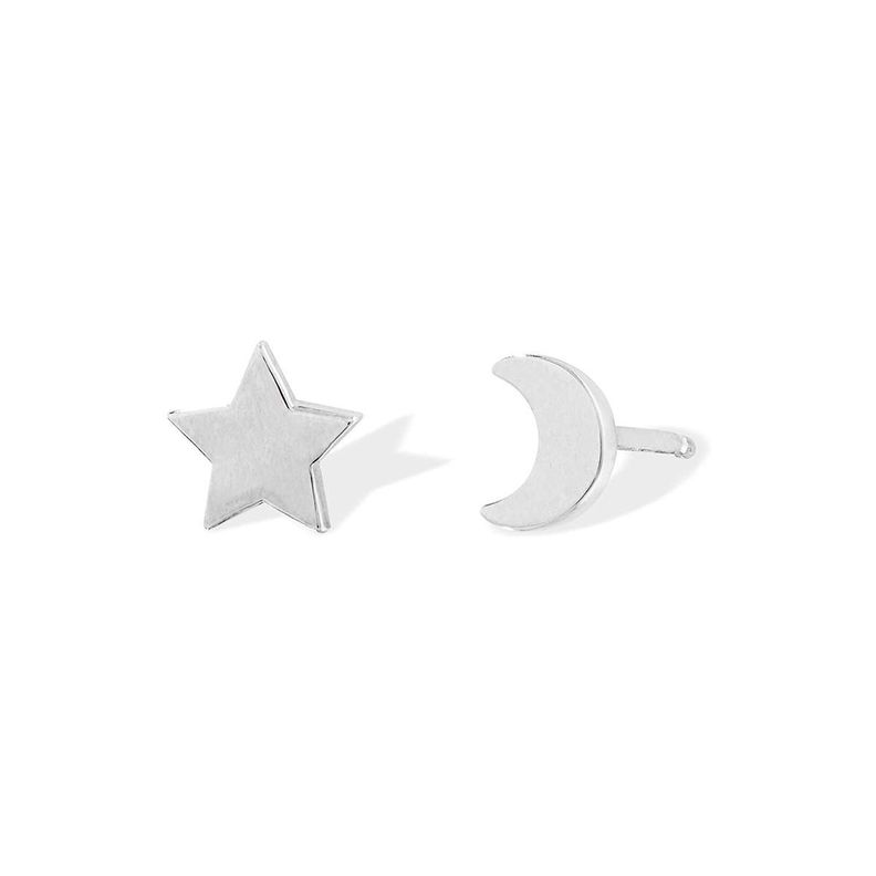 Aros Aritos Estrella Y Luna Plata 925 - Mabelita-0