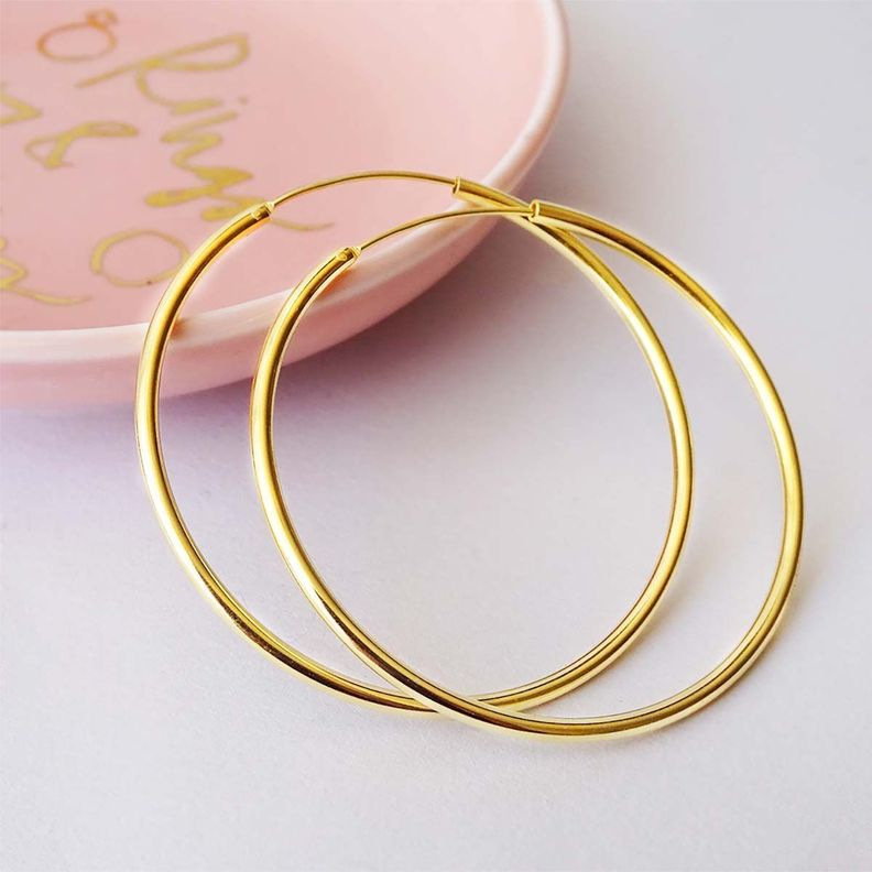 Aros Argollas De Plata Bañadas En Oro 18k (50mm) - MABELITA-1