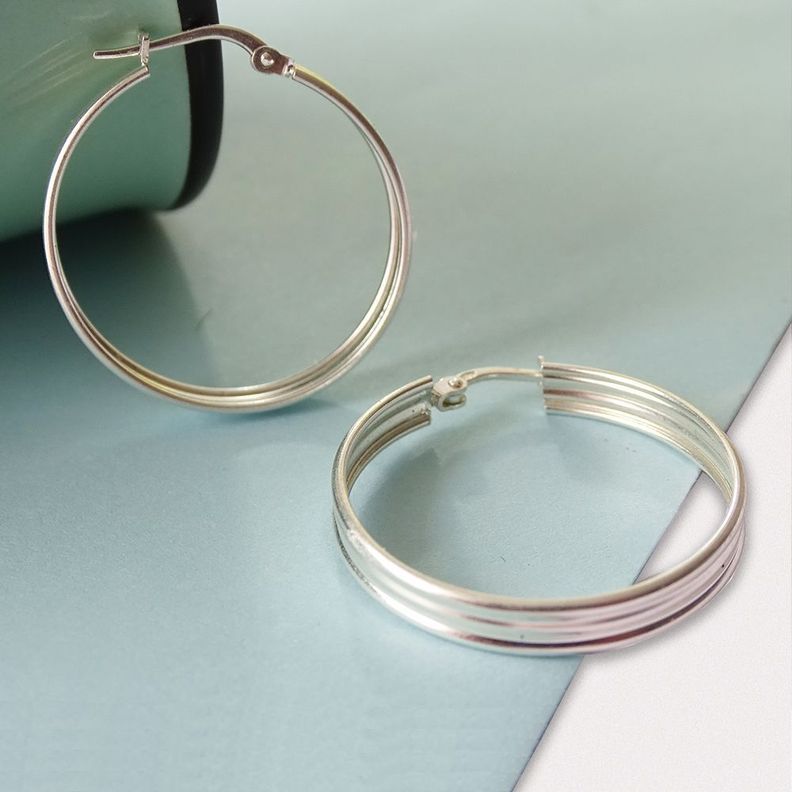 Aros Argollas De Plata Lisa Mayu 2,6 Cm - MABELITA-2