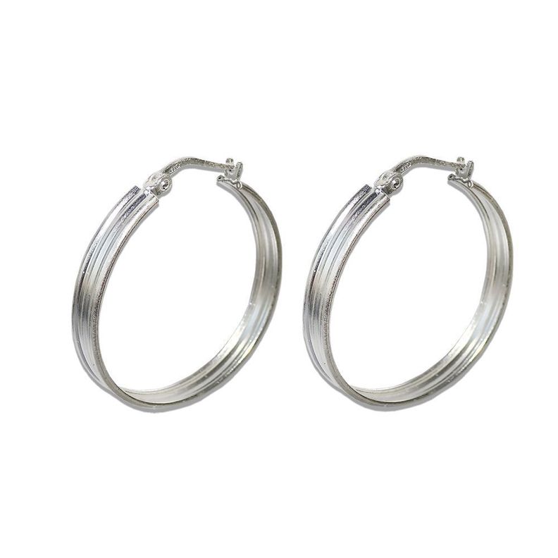 Aros Argollas De Plata Lisa Mayu 2,6 Cm - MABELITA-0