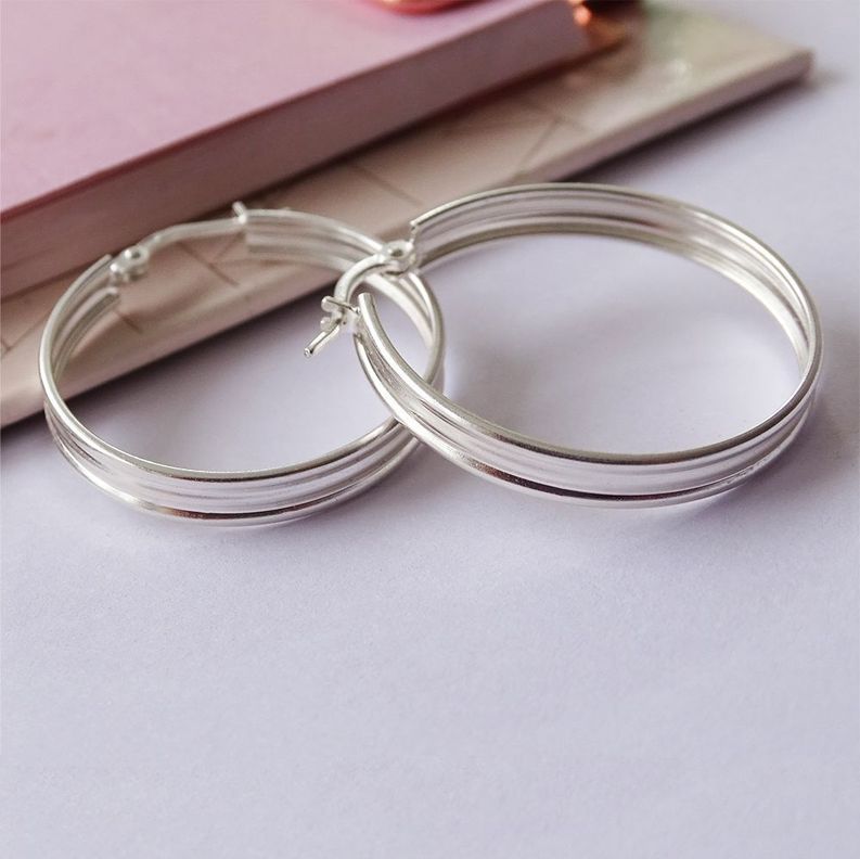 Aros Argollas De Plata Lisa Mayu 2,6 Cm - MABELITA-1