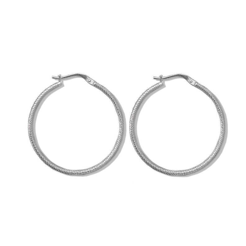 Aros De Plata Argollas Satinadas 2,8 Cm - MABELITA-0