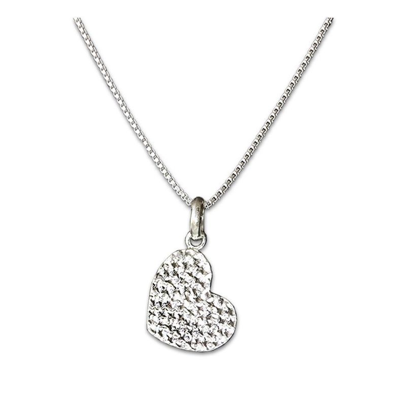 Cadena Plata Fina Corazón Martillado - Mabelita-0