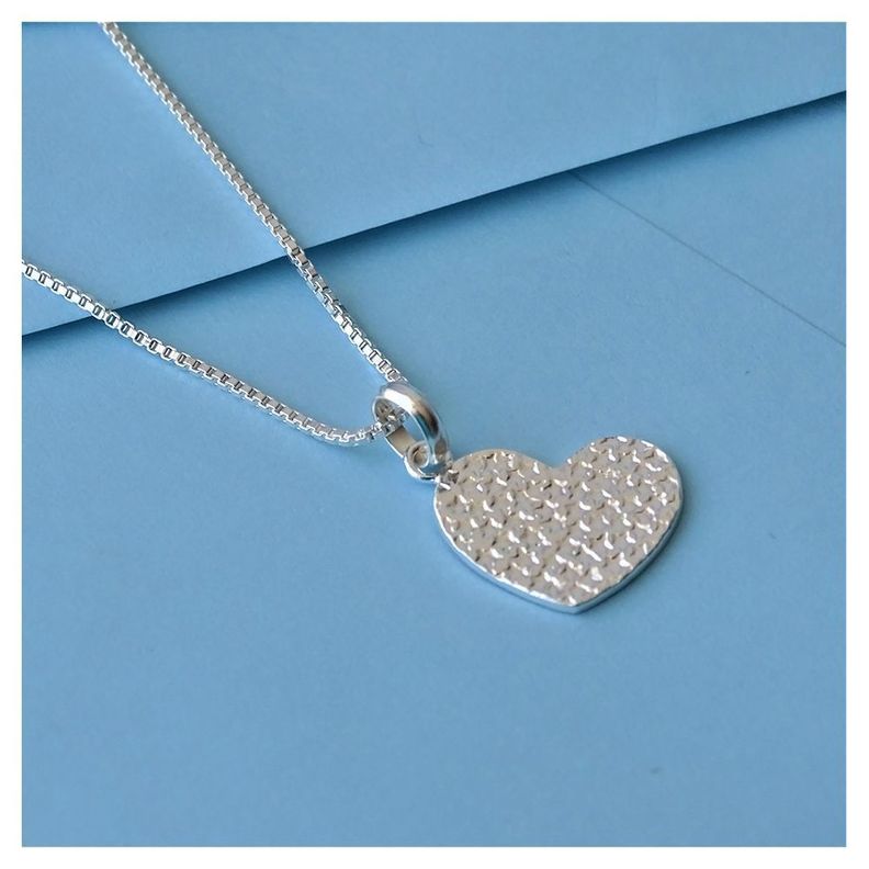 Cadena Plata Fina Corazón Martillado - Mabelita-1