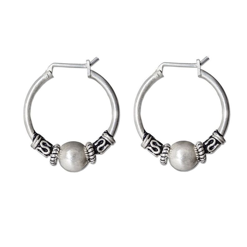 Aros Argollas De Plata Bali 1,6 Cm Largo - MABELITA-0