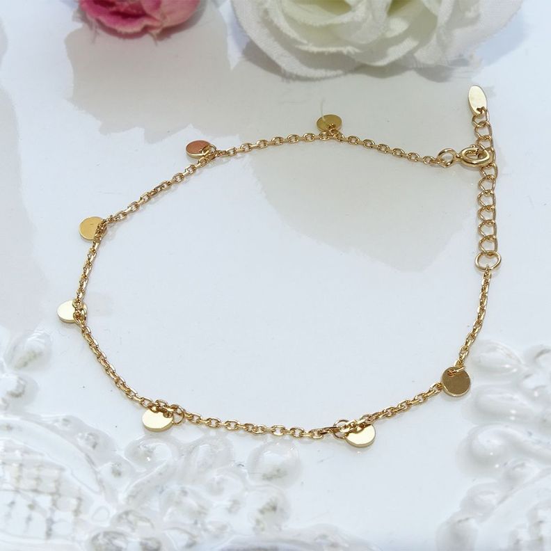 Pulsera De Plata Bañada En Oro Mini Medallas - Mabelita-2