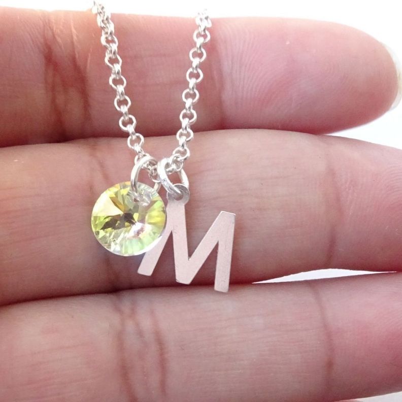Cadena Plata Mujer Con Inicial Y Cristal - MABELITA-1
