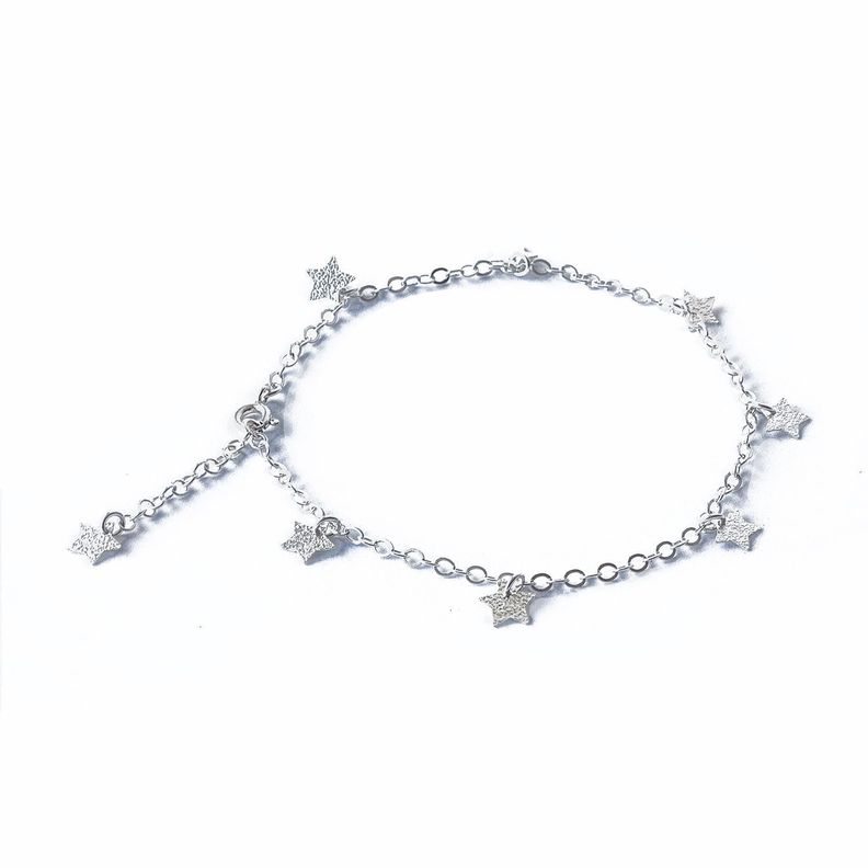 Tobillera De Plata Fina 925 Estrellas - Mabelita-0