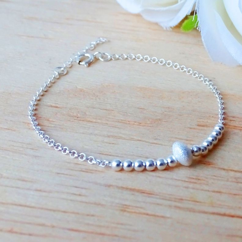 Pulsera De Plata 925 Con Punto Satinado - Mabelita-1
