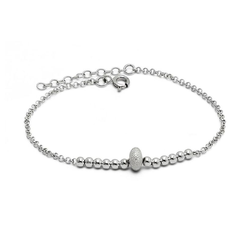 Pulsera De Plata 925 Con Punto Satinado - Mabelita-0