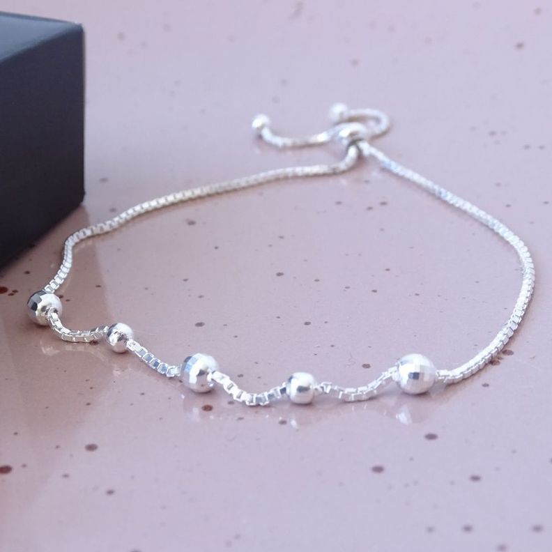 Pulsera Ajustable De Plata Puntos - MABELITA-2