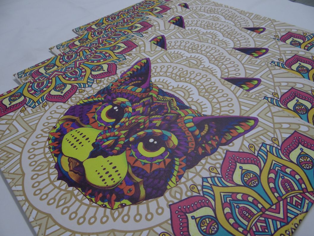 Pack de 6 individuales Gato Mándala-3