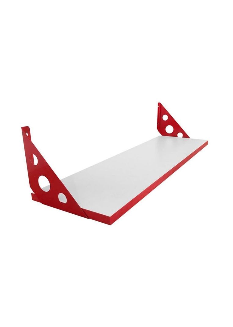 Repisa blanca 18 x 60 c/sop rojo