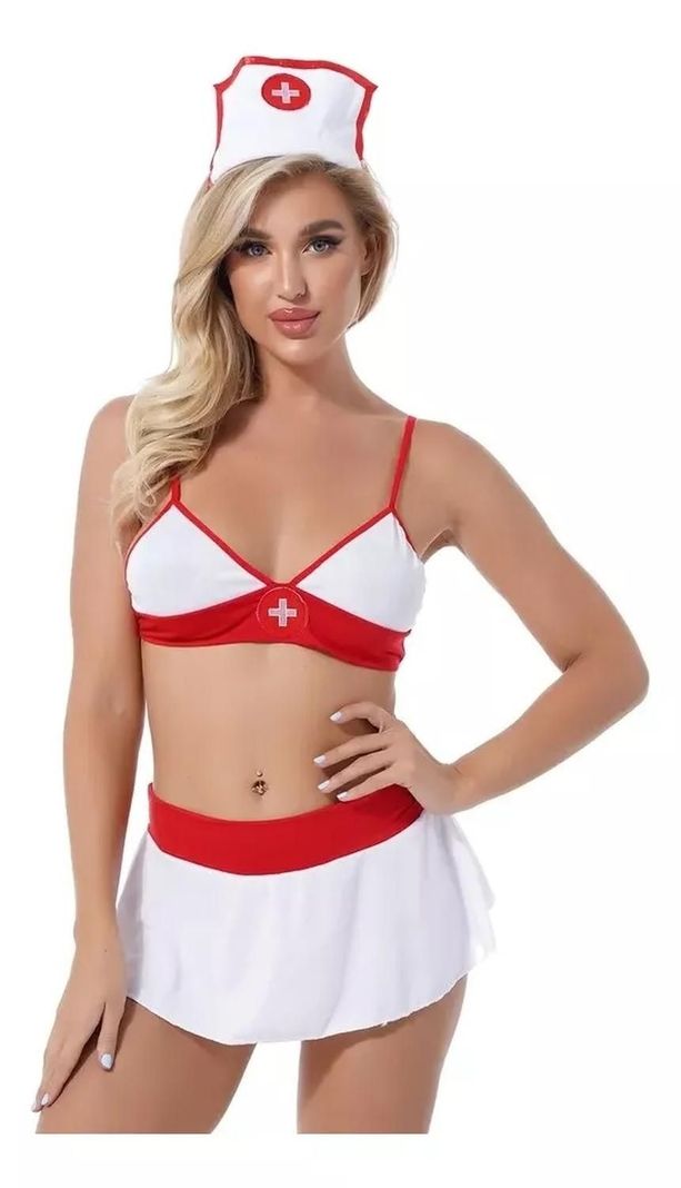 DISFRAZ CONJUNTO ENFERMERA LENCERIA SEXY MUJER-0