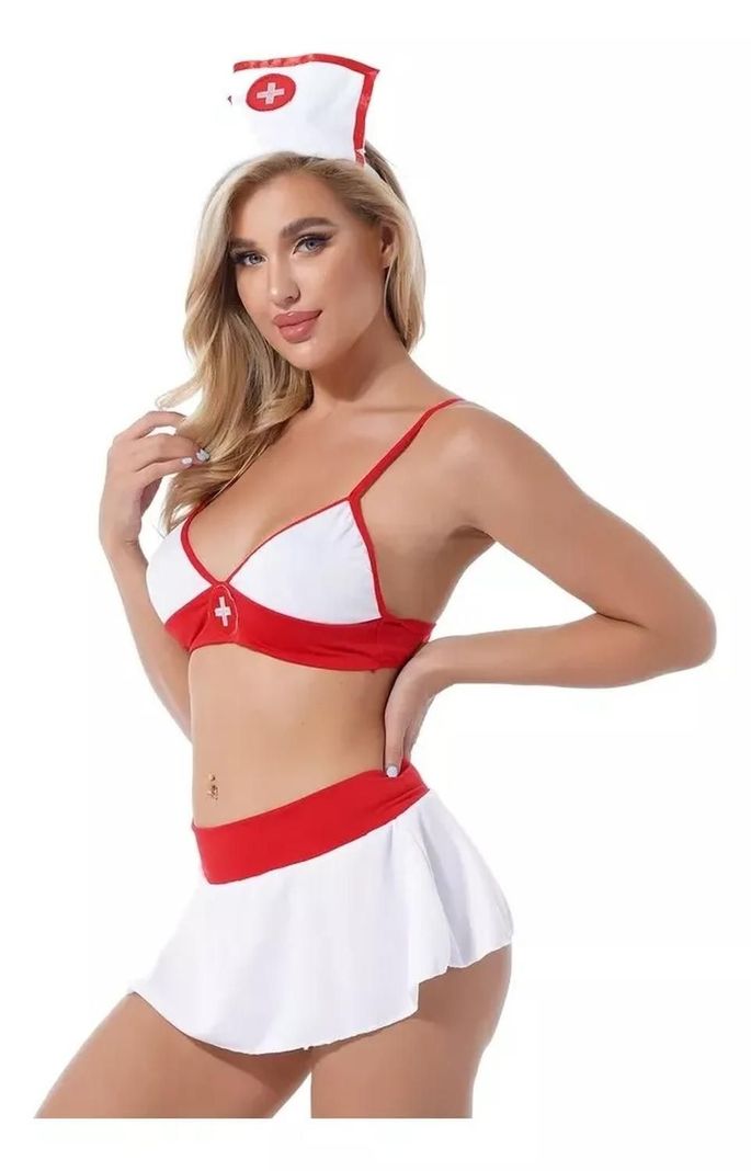 DISFRAZ CONJUNTO ENFERMERA LENCERIA SEXY MUJER-3