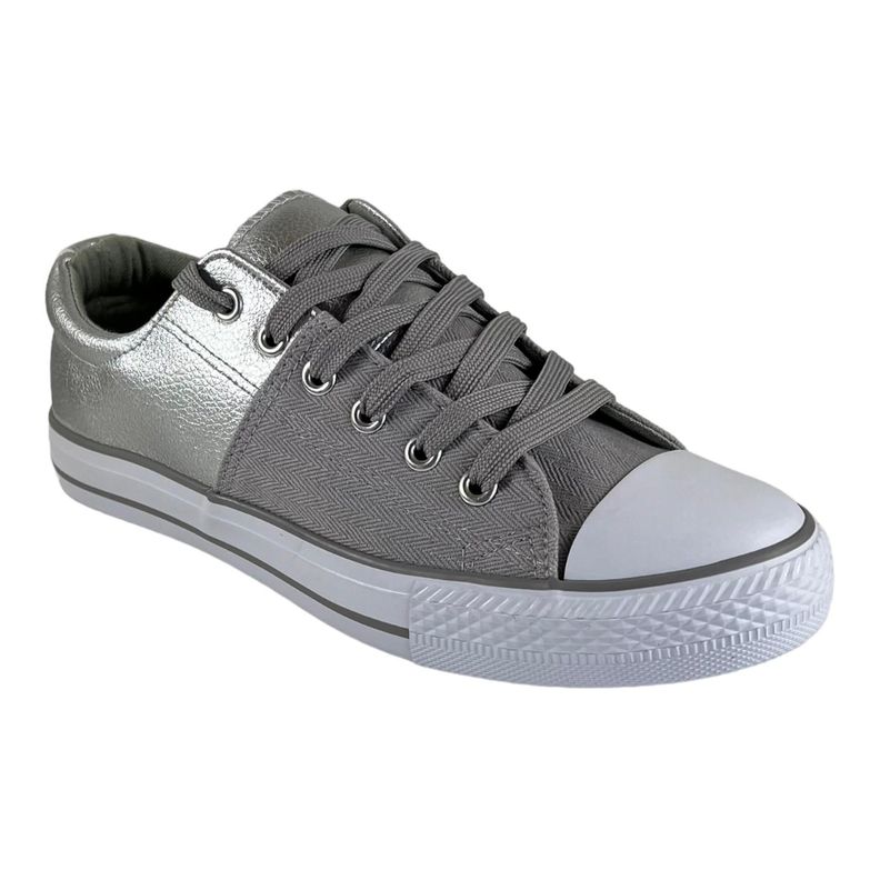 Zapatilla Wisdom Lona Plateada Tipo Conv-0