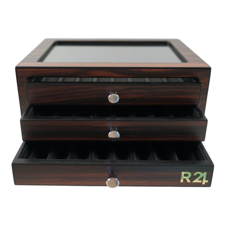 Caja de lujo Madera Ebano para 24 Lapiceras-2
