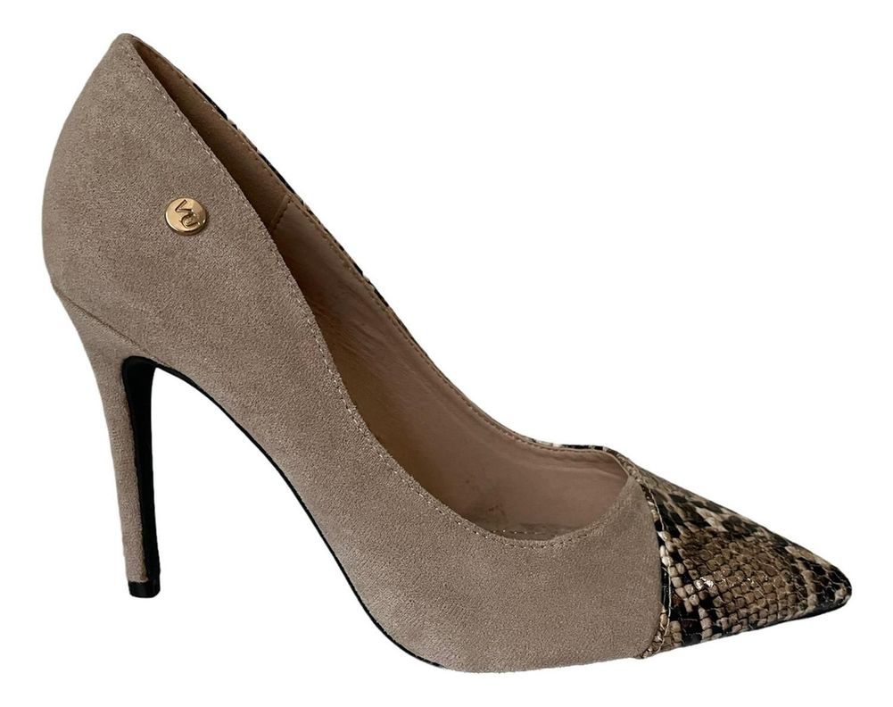 Zapato Con Taco Beige Snake Via Uno 12090509-0