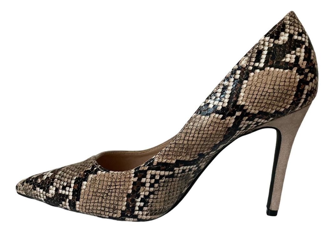 Zapato Con Taco Beige Snake Via Uno 12090509-2