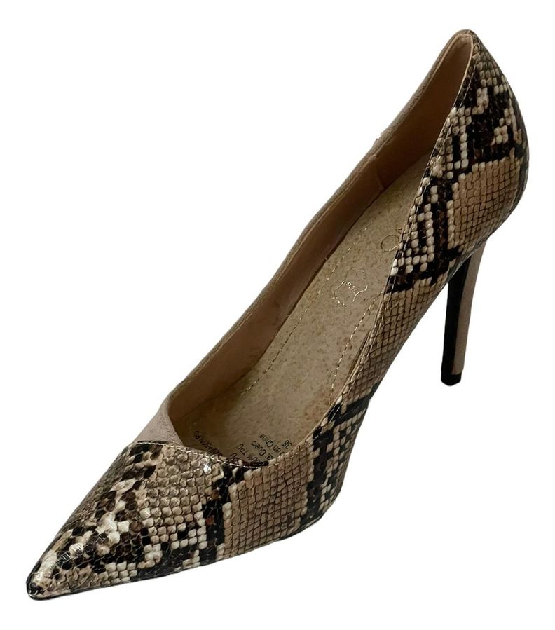 Zapato Con Taco Beige Snake Via Uno 12090509-3