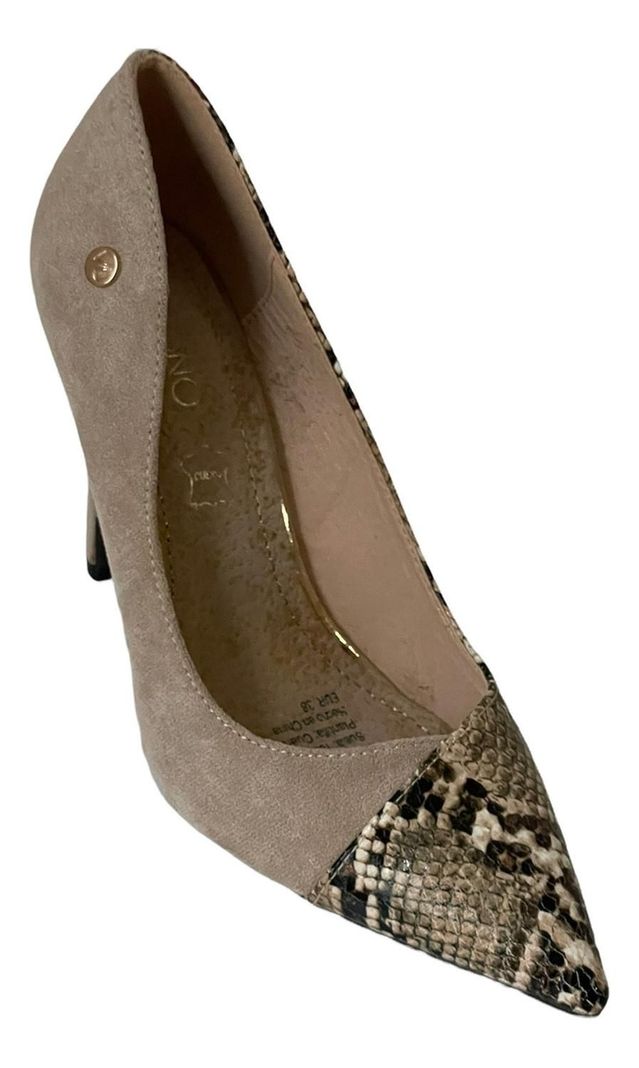 Zapato Con Taco Beige Snake Via Uno 12090509-4
