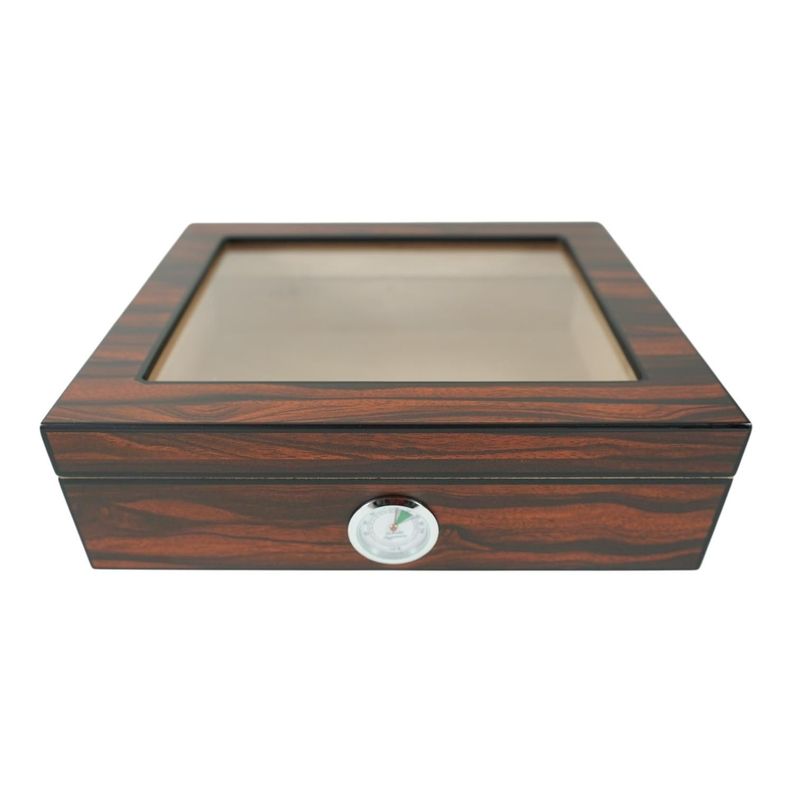 CAJA HUMIDOR DE PUROS MADERA CAOBA + HIGROMETRO Y CENICERO-1