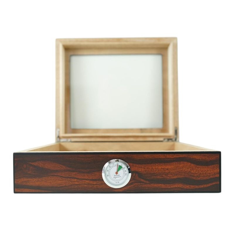 CAJA HUMIDOR DE PUROS MADERA CAOBA + HIGROMETRO Y CENICERO-3