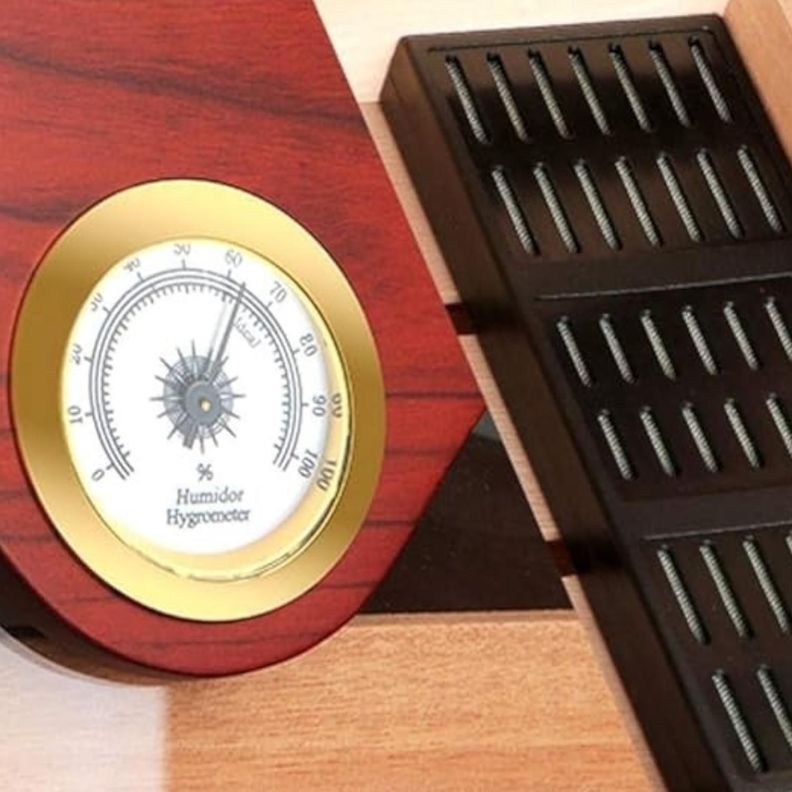 GABINETE HUMIDOR DE PUROS MADERA CAOBA 3 NIVELES CON HIGROMETRO-1