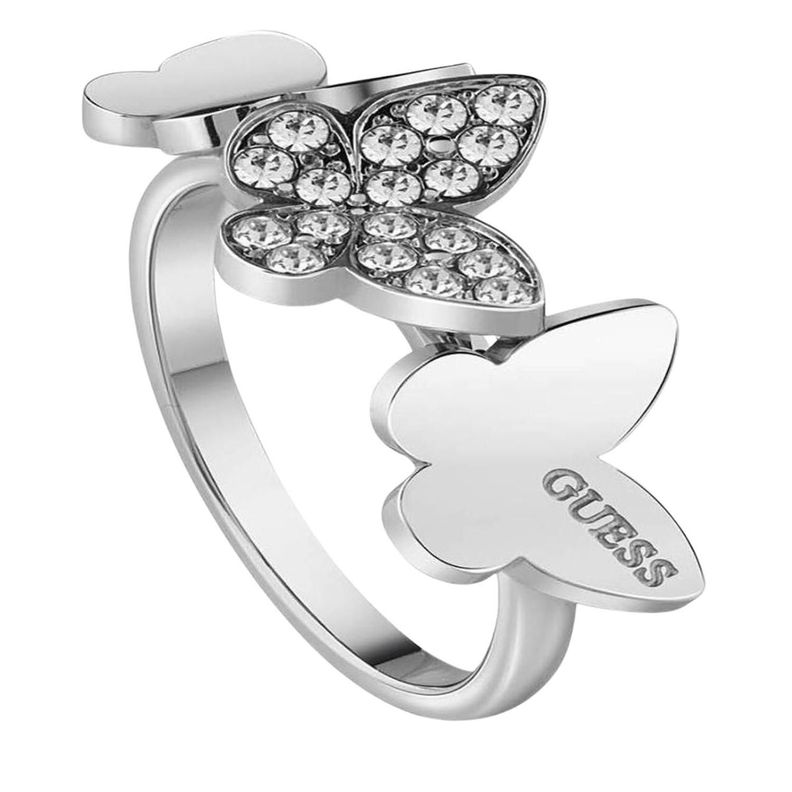 Anillo Guess Love Butterfly Ubr78003-54 Plateado Cristales-0