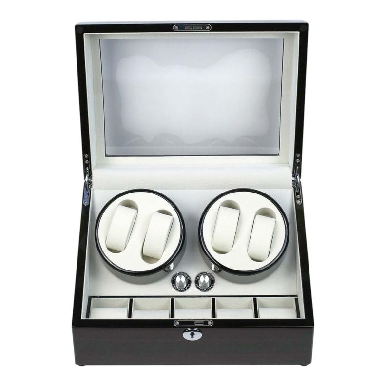 Caja Watch Winder Madera 4 + 5 Relojes Interior Terciopelo-3
