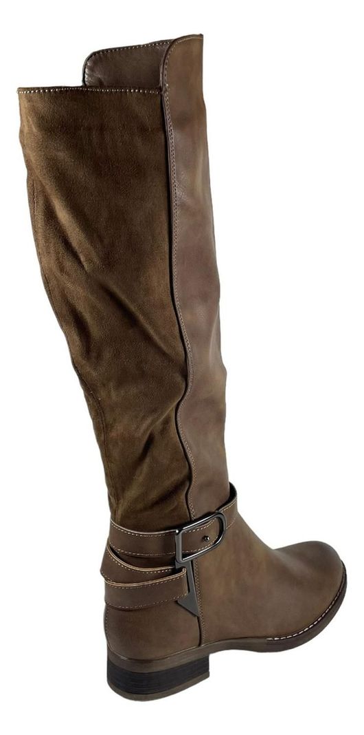 Bota Mujer Via Uno Color Cafe Taupe 2082310 Cuero Pu Via Uno