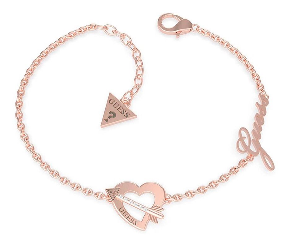 Pulsera Guess Across My Heart Talla L Color Oro Rosa-0