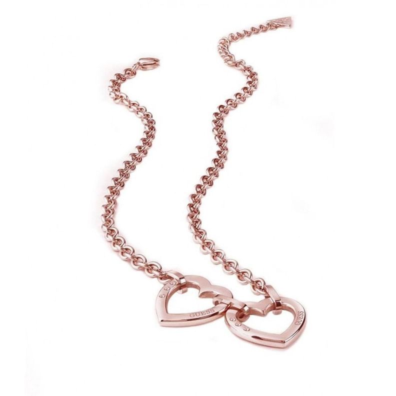 Collar Guess Hearted Chain Corazones Ubn29066 Rosa-0