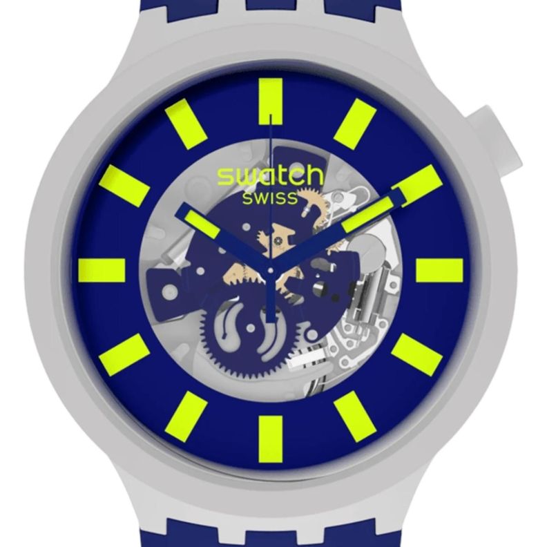 Reloj Swatch Bioceramic Limy Skeleton Unisex Sb03m103 Gris