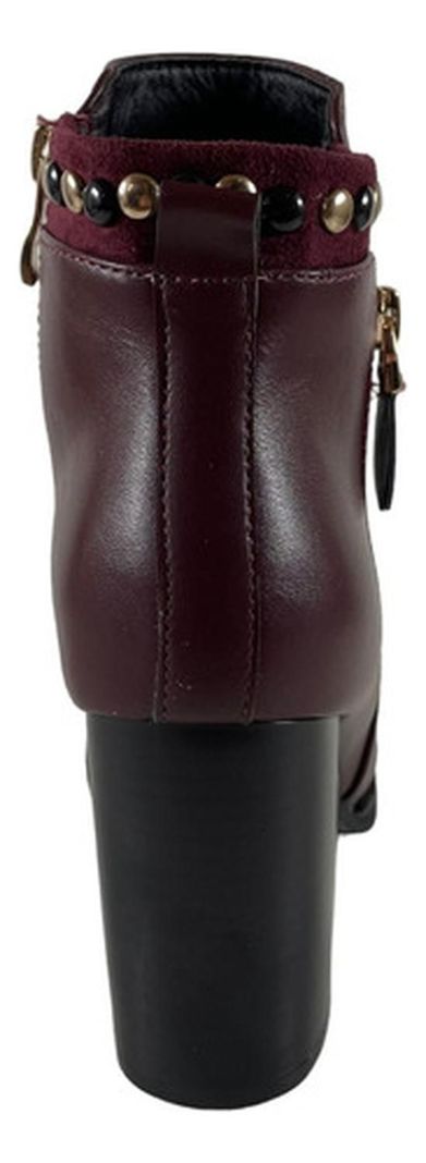 Botin Via Uno Burdeo Taco Cuero Pu-2