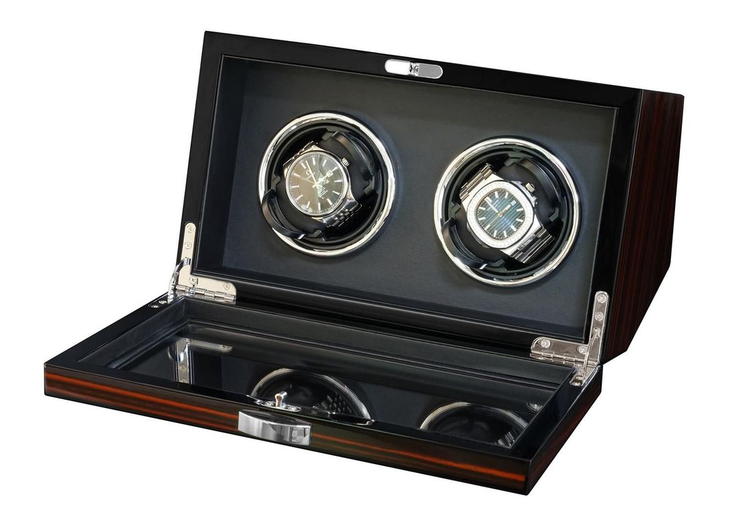 Caja Watch Winder Madera 2 Relojes Exhibidor Lujo-0