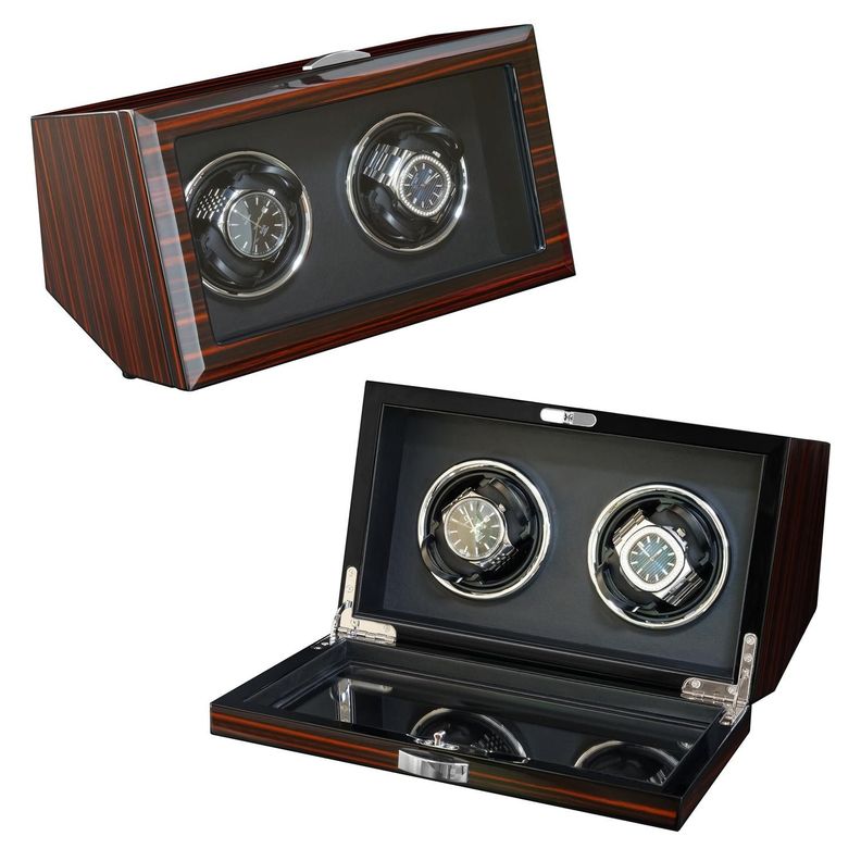Caja Watch Winder Madera 2 Relojes Exhibidor Lujo-2